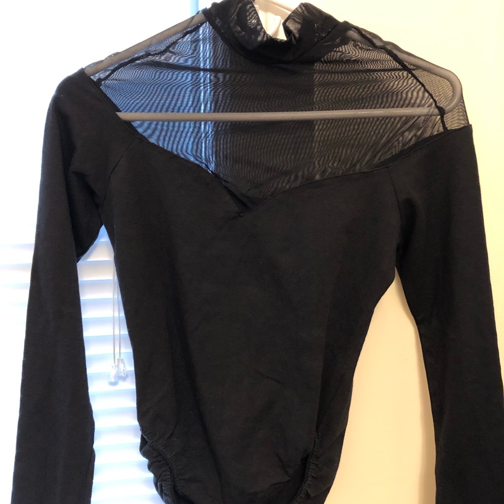 Stylish, Black Bodysuit With Shear Neckline Cutout